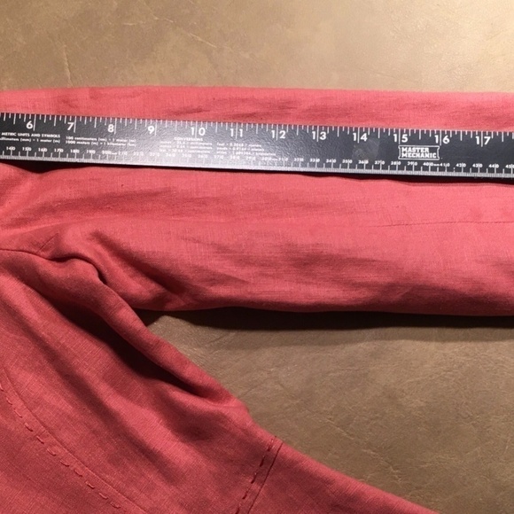 𝅺rafaella Tapered Career Jacket/Blazer, 100% Linen, CORAL ORANGE, Size 12 - Picture 5 of 9